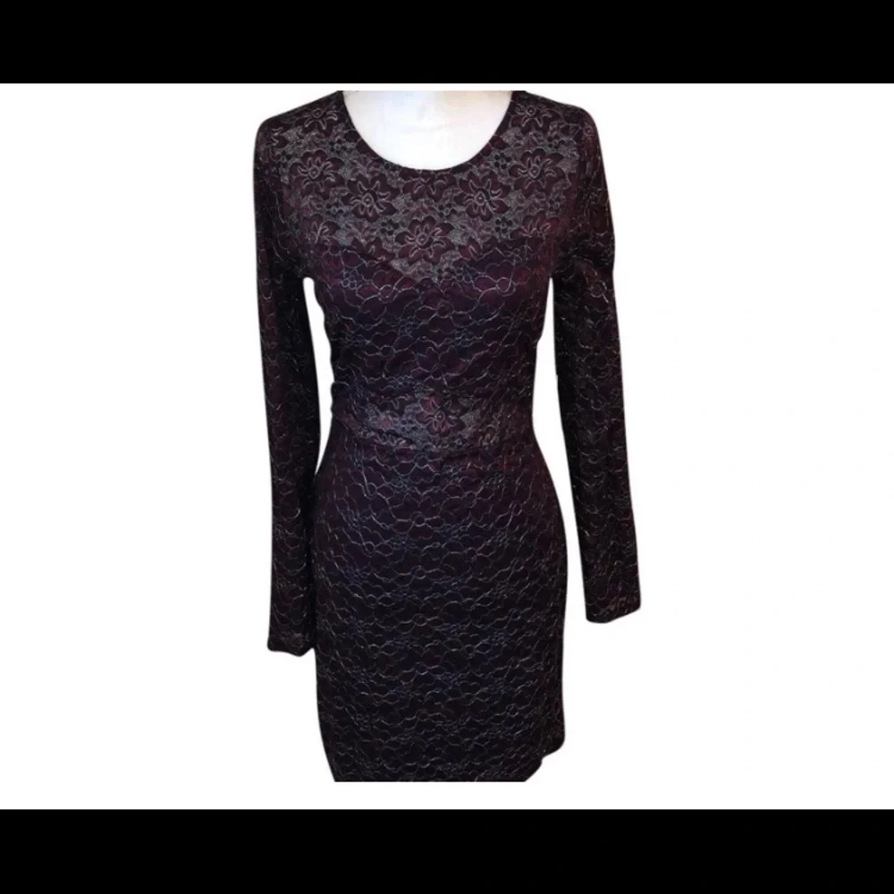 Express NWT Burgundy and Silver Cocktail Dress - Picture 3 of 6